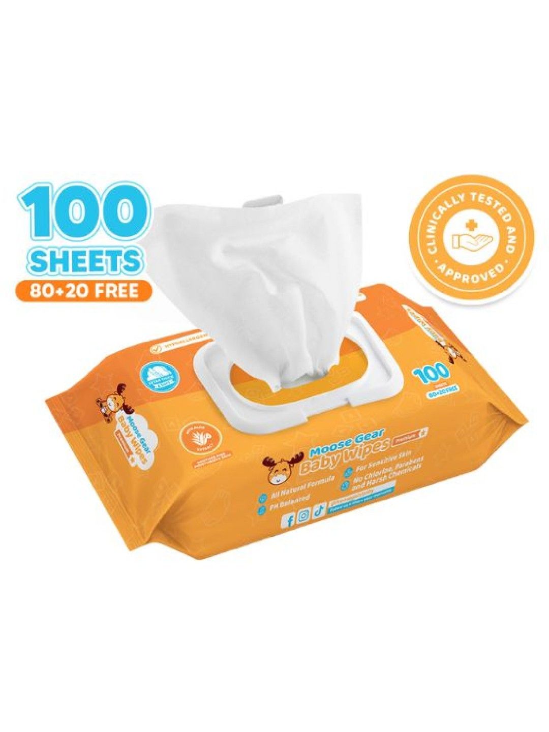 Moose Gear Baby Wipes Baby Scent (100s x 1 Pack) edamama